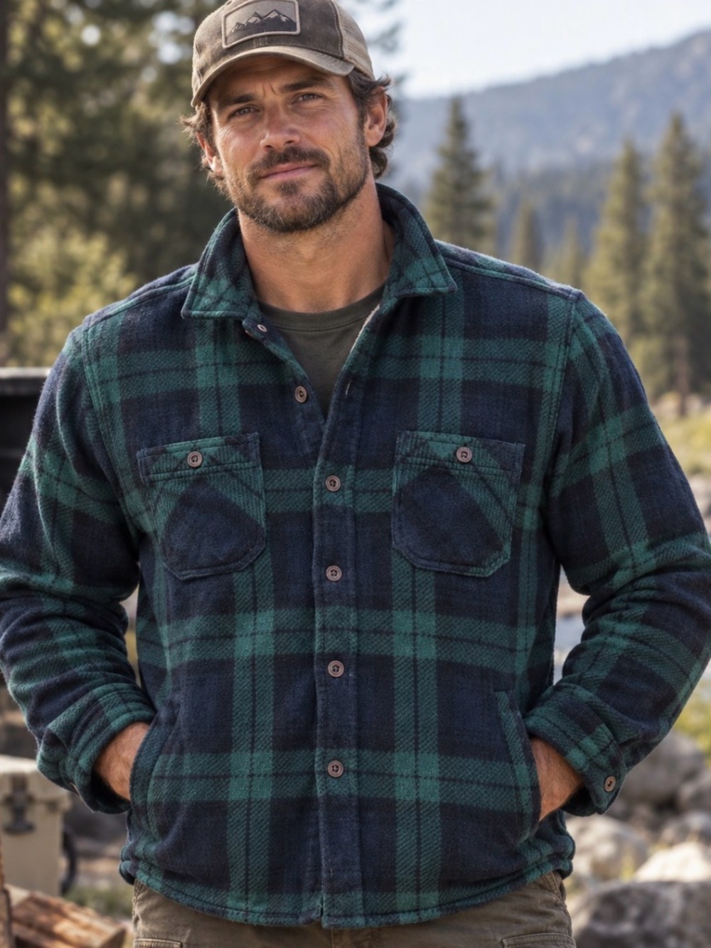 Weatherproof Vintage Jacket Mens Large Green Blue Plaid Sherpa Lined Flannel